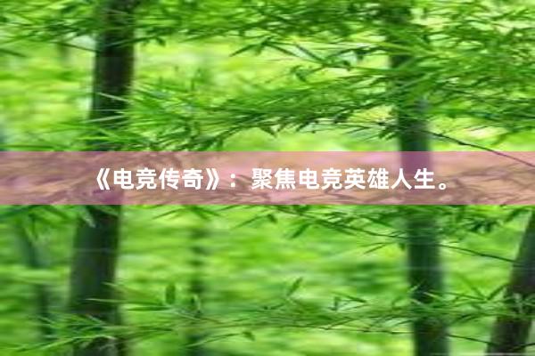 《电竞传奇》：聚焦电竞英雄人生。