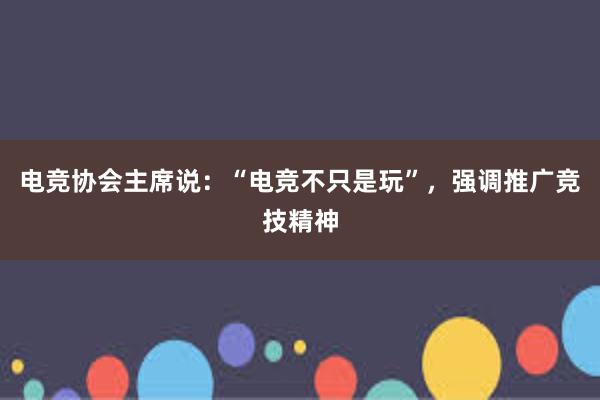 电竞协会主席说：“电竞不只是玩”，强调推广竞技精神