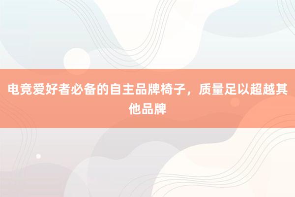 电竞爱好者必备的自主品牌椅子，质量足以超越其他品牌