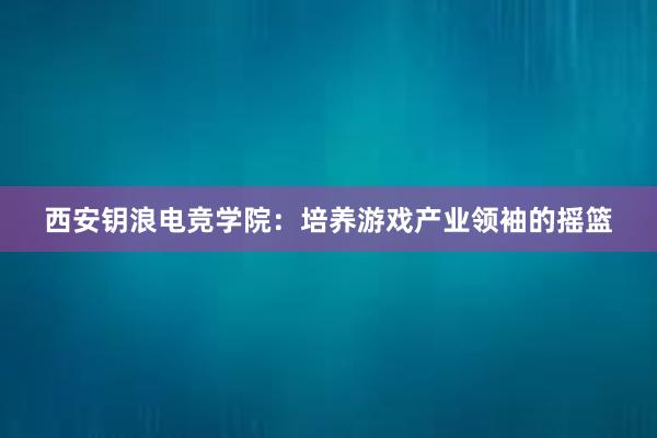 西安钥浪电竞学院：培养游戏产业领袖的摇篮